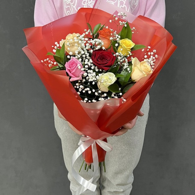 Букет цветов "Радужный фейрверк"